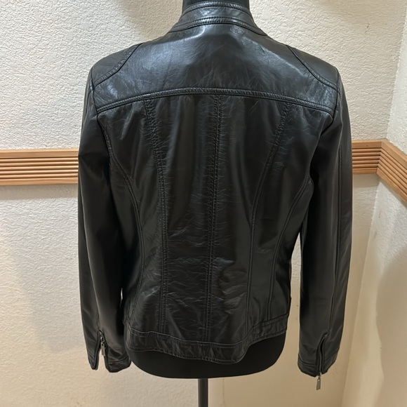 Black Leather Bomber Jacket!! Size L - Picture 8 of 9
